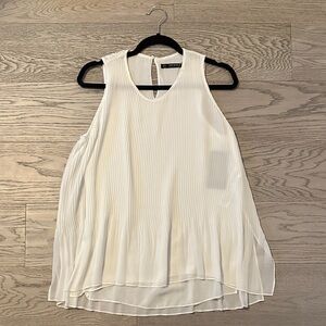 Zara White Plisse Sleeveless Blouse